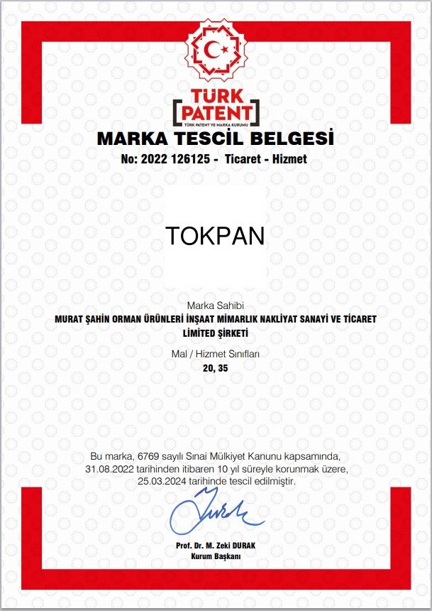 Tokpan Marka Tescil Belgesi